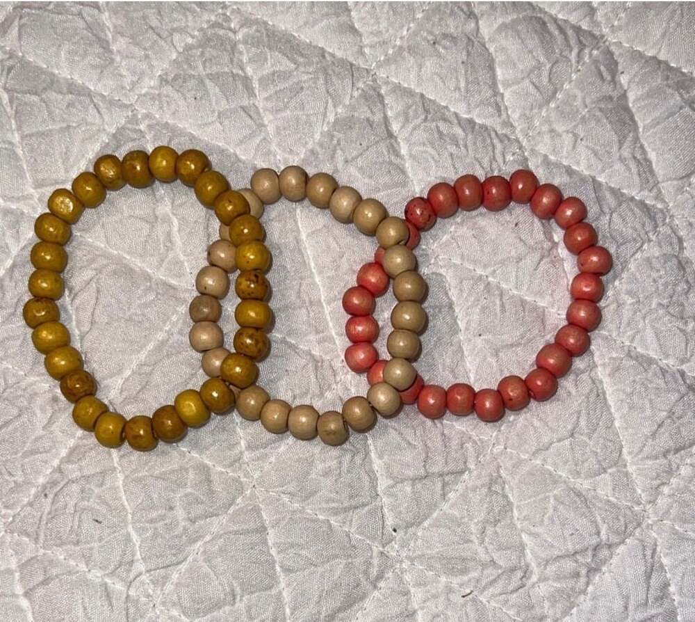 Wood Bead Stretch Bracelets Set of 3